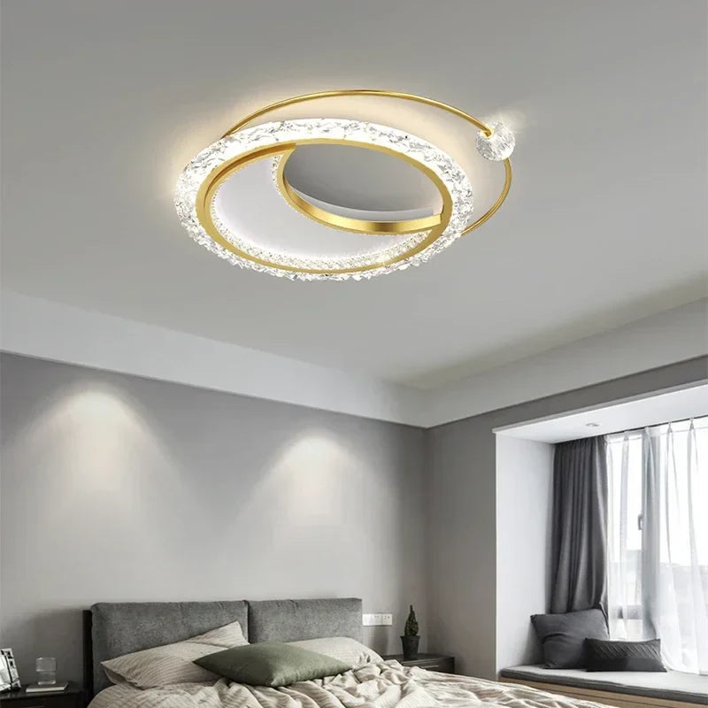 Afralia™ Minimalist Acrylic Round LED Ceiling Lamp, Modern Gold Chandelier for Stylish Home Environment