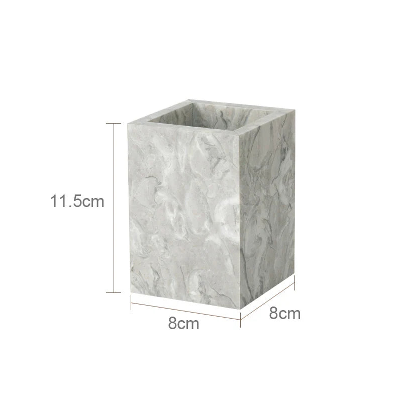 Afralia™ Marble Bathroom Accessories Set - Soap Dispenser, Toothbrush Holder, Cup, Toilet Brush