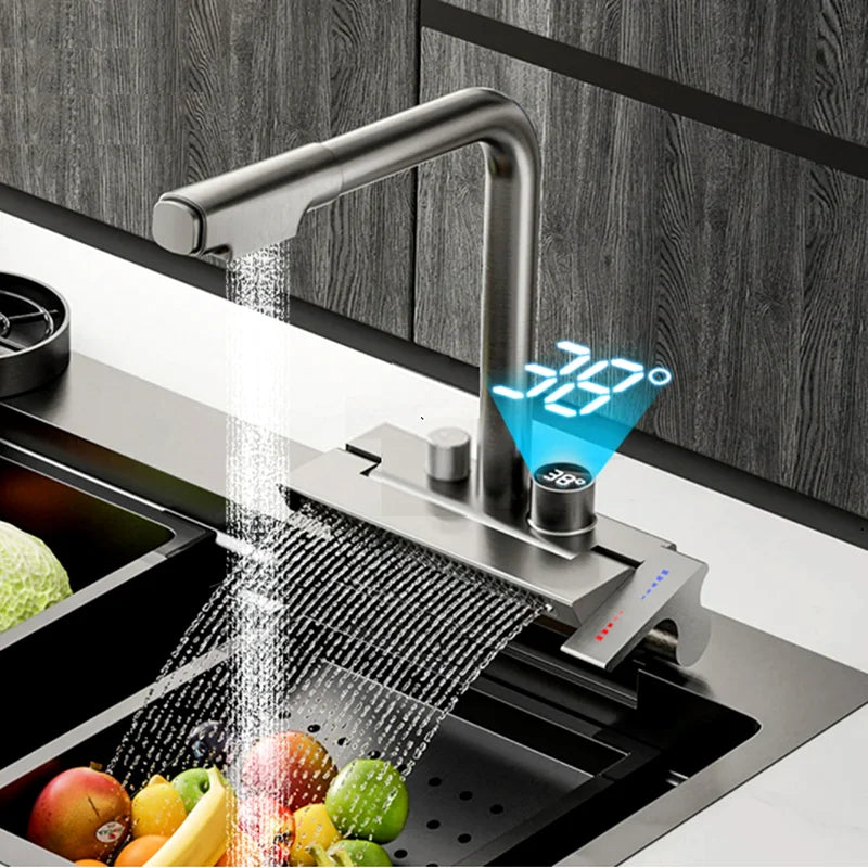 Afralia™ Digital Display Pull Out Kitchen Faucet