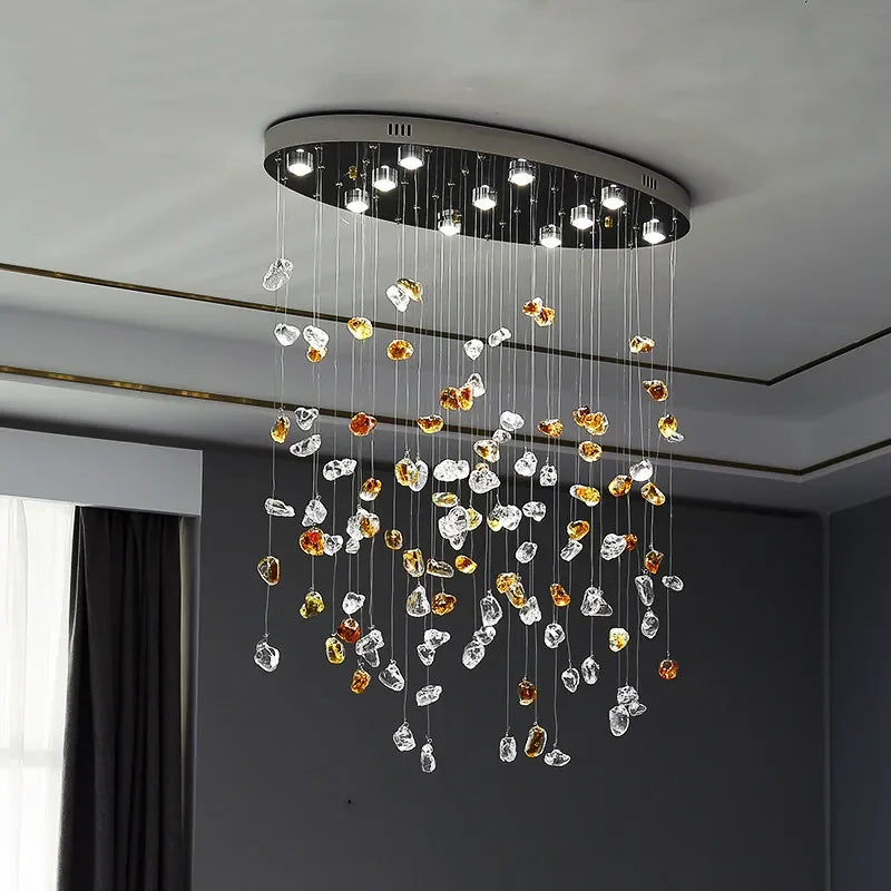 Afralia™ Modern Crystal Chandelier: Stone Decorative Living Room Lighting