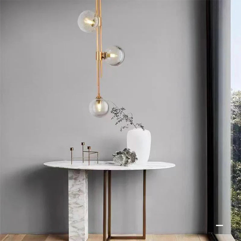 Afralia™ LED Glass Ball Pendant Light Brass Luminaire for Home Decor
