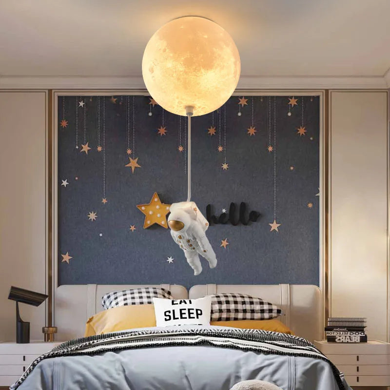 Afralia™ Astronaut Globe Ceiling Light for Kids Room - 18cm/20cm/25cm