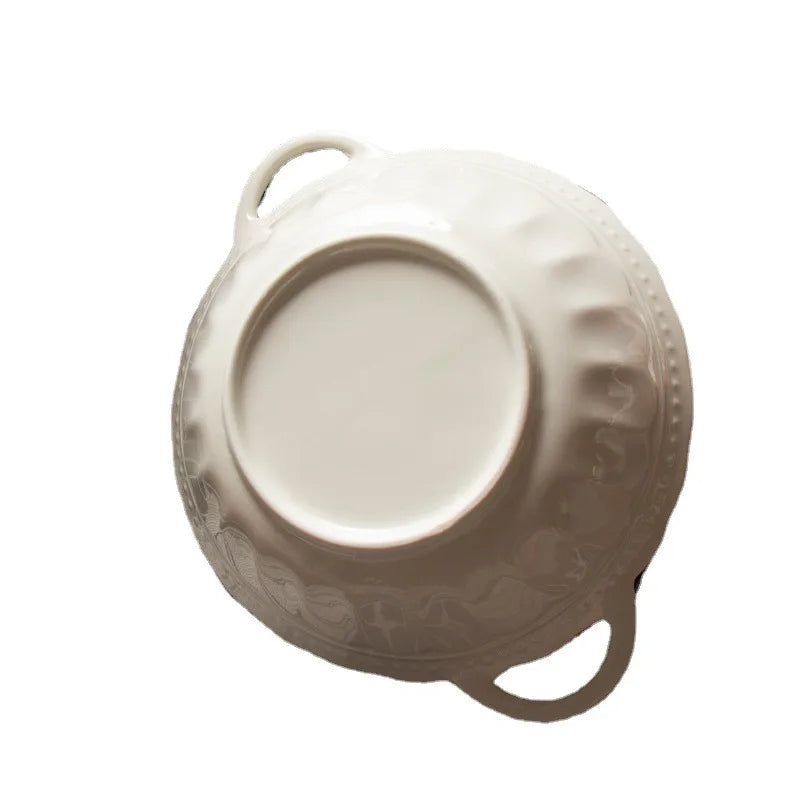 Afralia™ Ceramic Noodle Bowl with Handle, Microwave Safe, 700ml, Kitchen Tableware