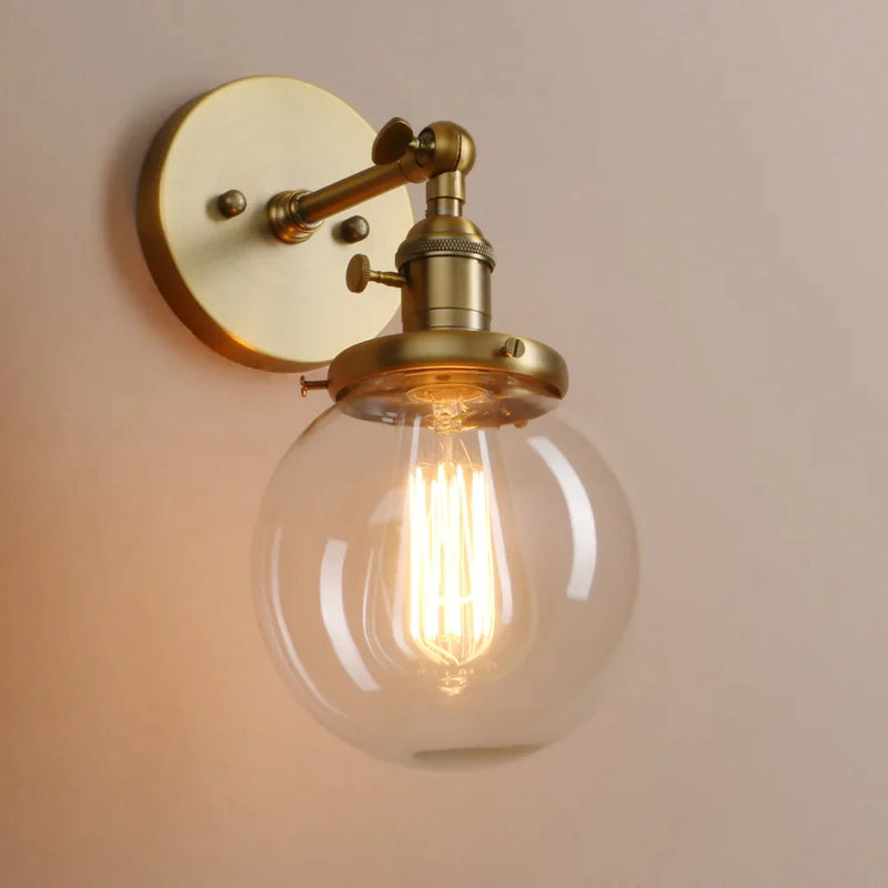 Afralia™ Single Industrial Wall Sconce with Globe Lampshade