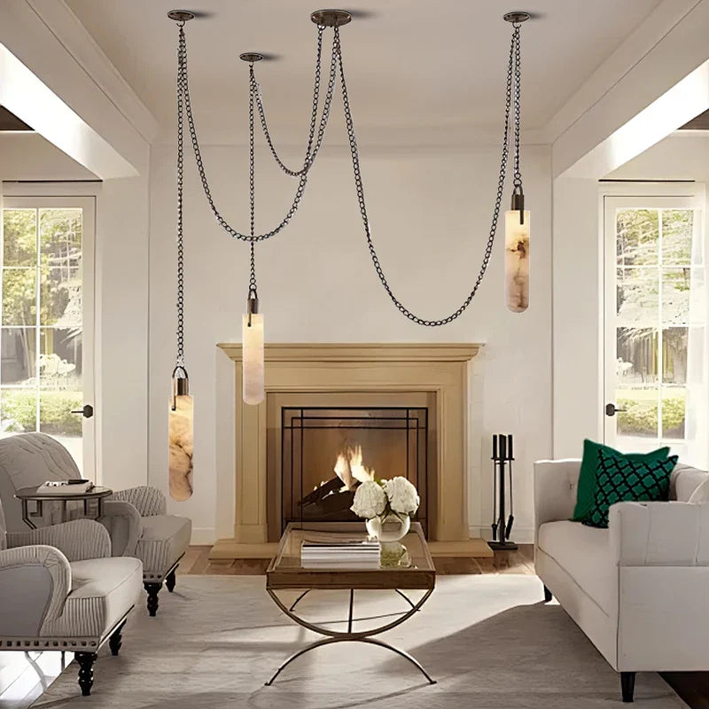 Afralia™ Marble Chandelier: Luxury Dimmable Stone Light Fixture, Italian Design - Adjustable Hang Lamp