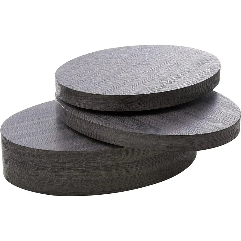 Afralia™ Rotatable Small Oval Coffee Table - Modern Black Elegance for Your Home