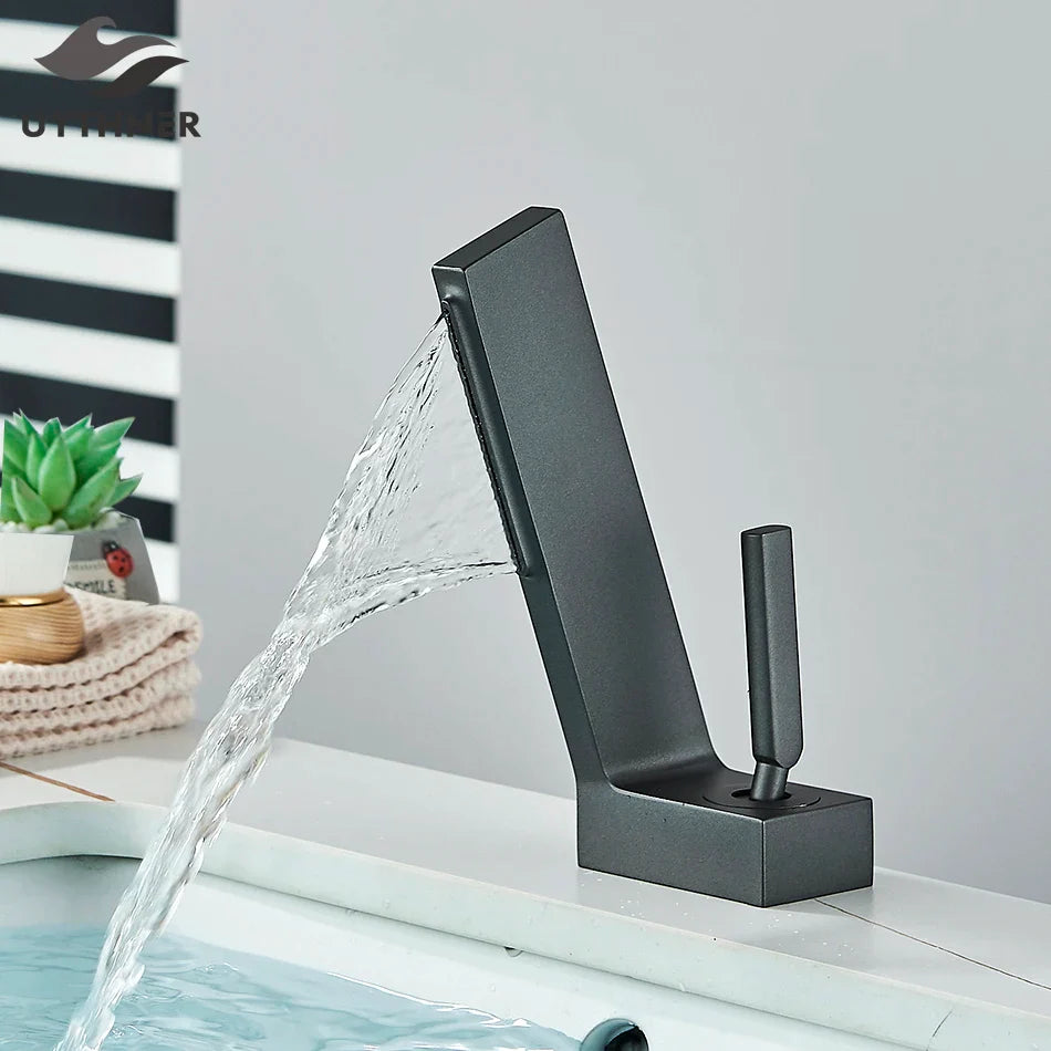 Afralia™ Modern Bathroom Basin Faucet Single Hole Mixer Tap Hot Cold Water Deck Mount