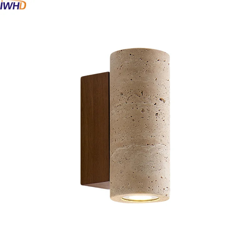 Afralia™ Yellow Travertine LED Wall Lights for Home Decor - Modern Bedside Lamp
