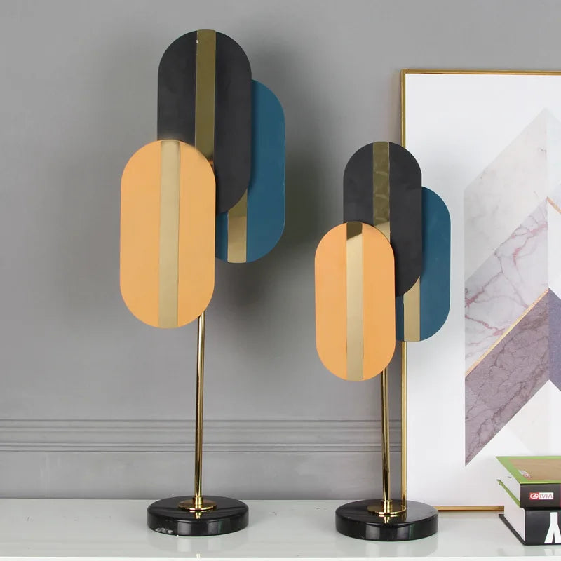 Afralia™ Geometric Ellipse Metal Sculpture - Colorful Home Decor Figurine