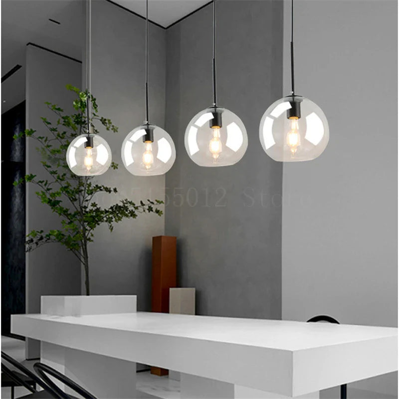 Afralia™ Loft Smoke Glass Balls Pendant Light Industrial Kitchen Lamp