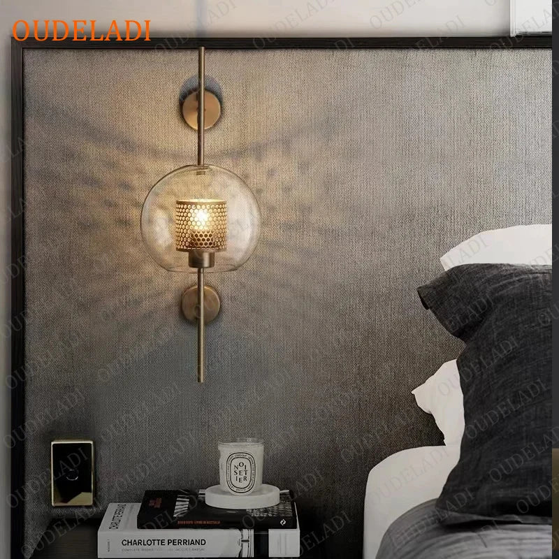 Afralia™ Glass Wall Sconce: Modern Nordic Bedroom Aisle Living Room Indoor Lamp