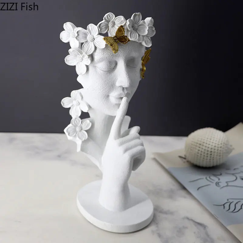 Afralia™ Gold Silence Is Gold Garland Figure Resin Sculpture Desk Decoration