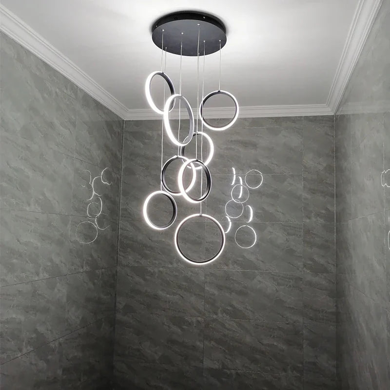 Modern Chandelier Luxury Villa Staircase Lighting by Afralia™