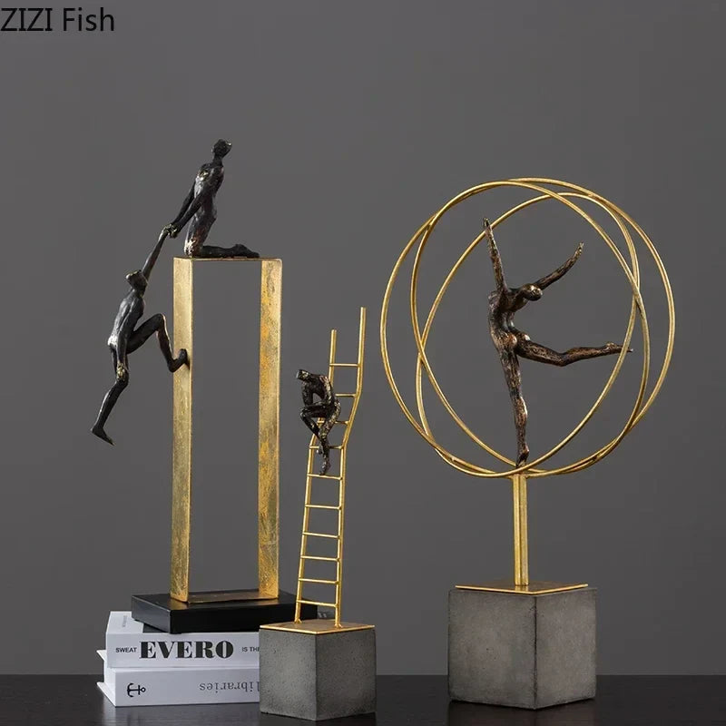 Resin Gymnast Art Sculpture by Afralia™ - Abstract Figure Statue for Home Decor