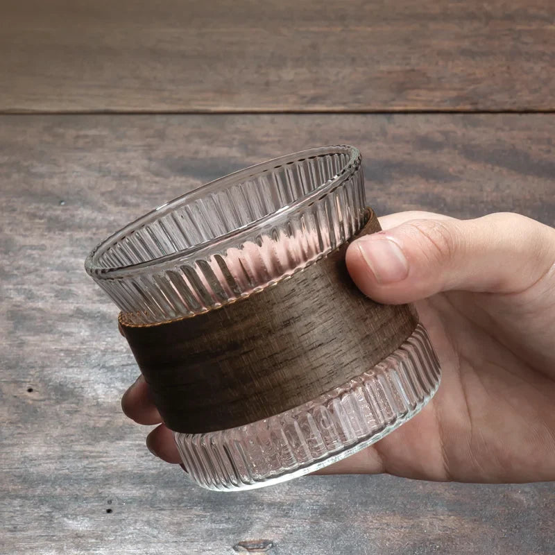 Afralia™ Japanese Walnut Tea Cup Set - High-Grade Glass Coffee & Flower Tea Cups