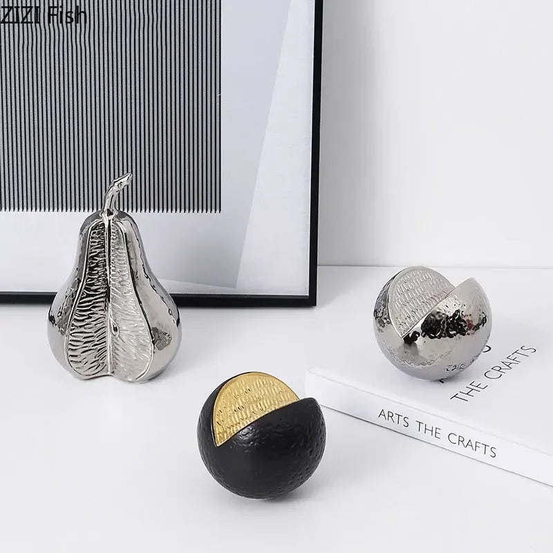 Afralia™ Ceramic Pear/Apple Sculpture | Modern Home Decor Ornaments