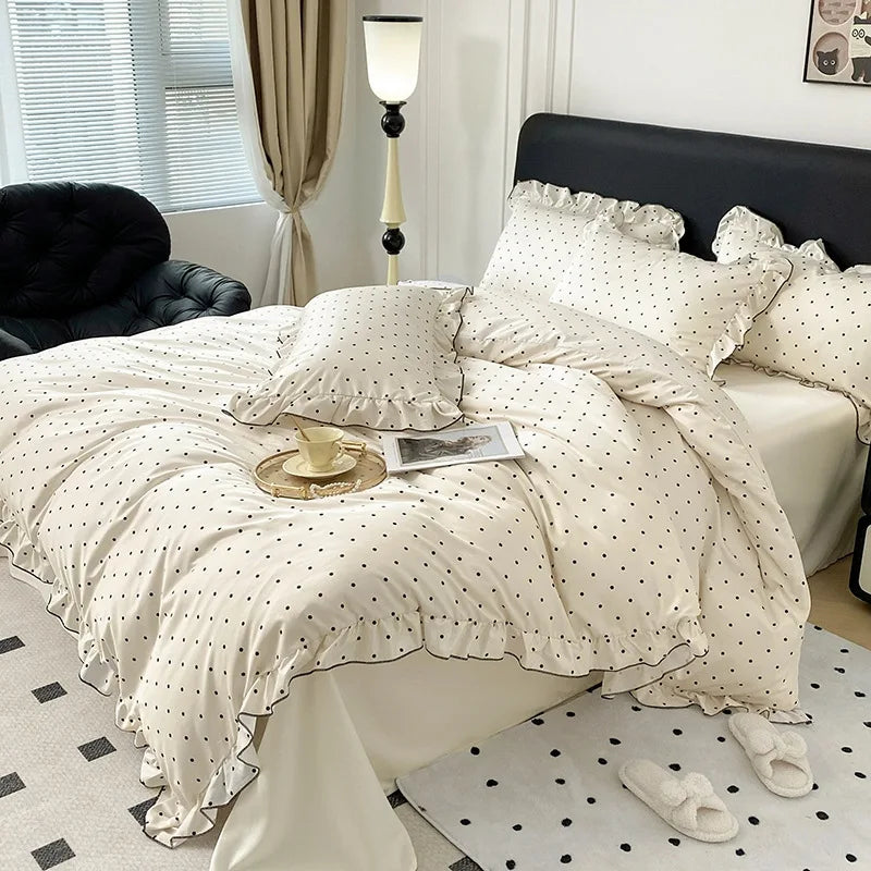 Afralia™ Luxury Silk Floral Bedding Set: Duvet Cover, Fitted Sheet, Pillowcase - Single Size