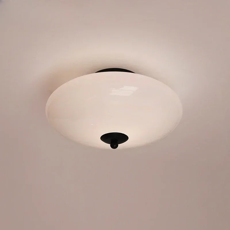 Afralia™ Bauhaus Cream White Glass Ceiling Lamp LED Light