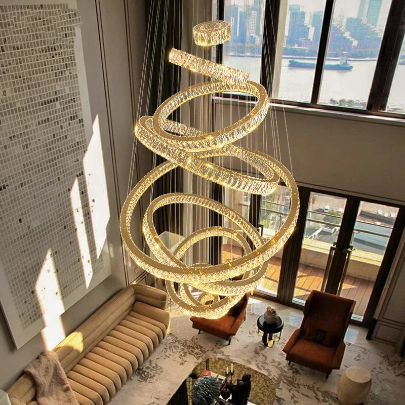 Afralia™ Crystal Chandelier: Elegant Living Room & Stair Pendant Light