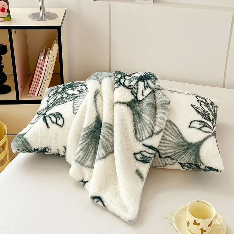 Afralia™ Cozy Winter Plush Pillowcase: Nordic Printed Milk Velvet Soft Home Decor