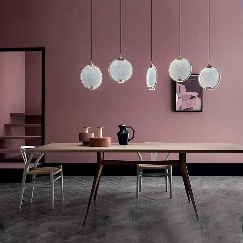 Afralia™ Masiero Horo LED Brass Pendant Light - Fashionable Glass Round Lamp for Loft Bar