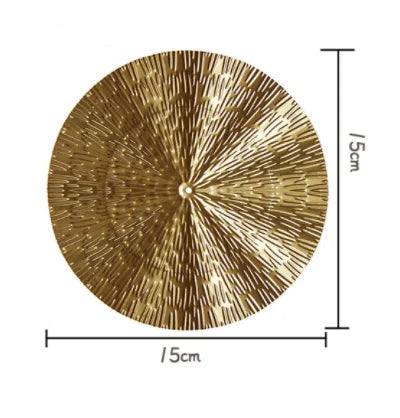 Afralia™ Geometric Golden Metal Wall Hanging Round Ornaments - Room Decoration Accessories