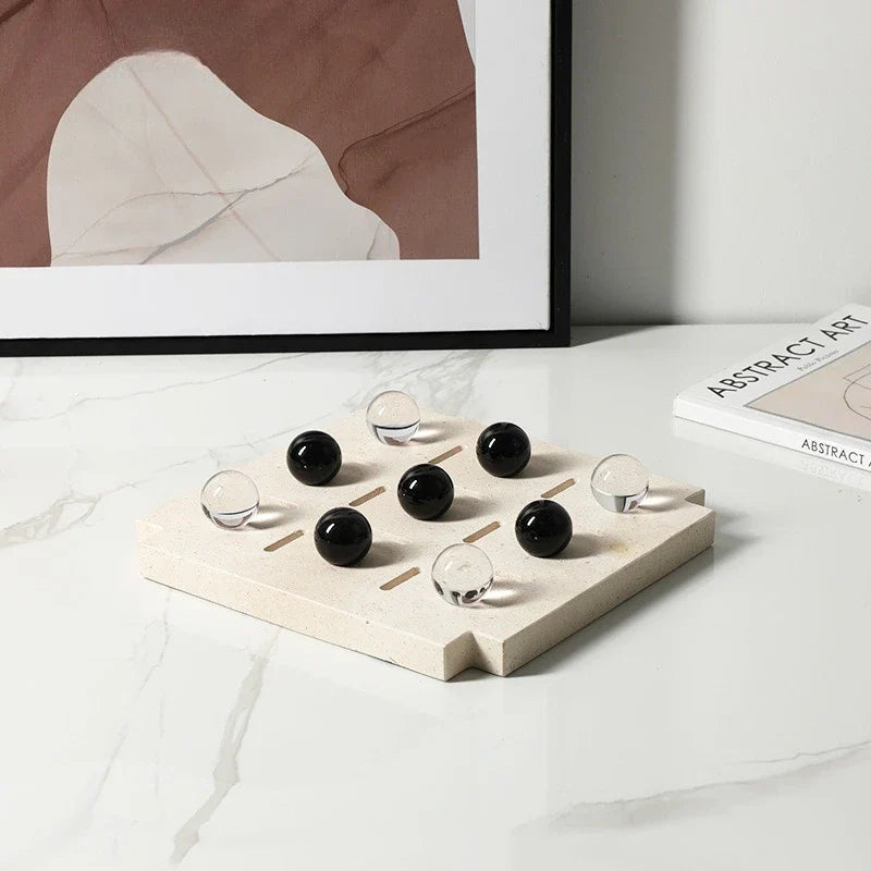 Afralia™ Geometric Glass Bead Chess Set Home Decor Figurines - Marble Ornaments