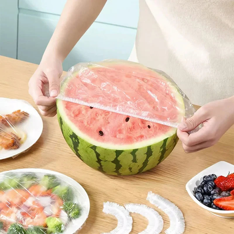 Afralia™ Food Fresh Cover: Elastic Opening Disposable Plastic Wrap for Bowls Plates.