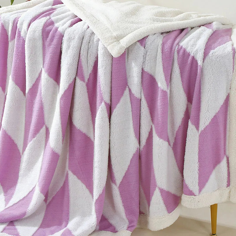 Afralia™ Geometric Lamb Wool Blanket: Soft Multi-Purpose Sofa Cover for Autumn Winter