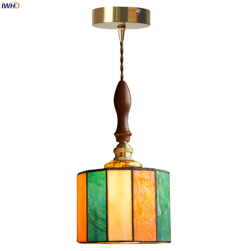 Afralia™ Japanese Vintage LED Glass Pendant Light for Home Decor