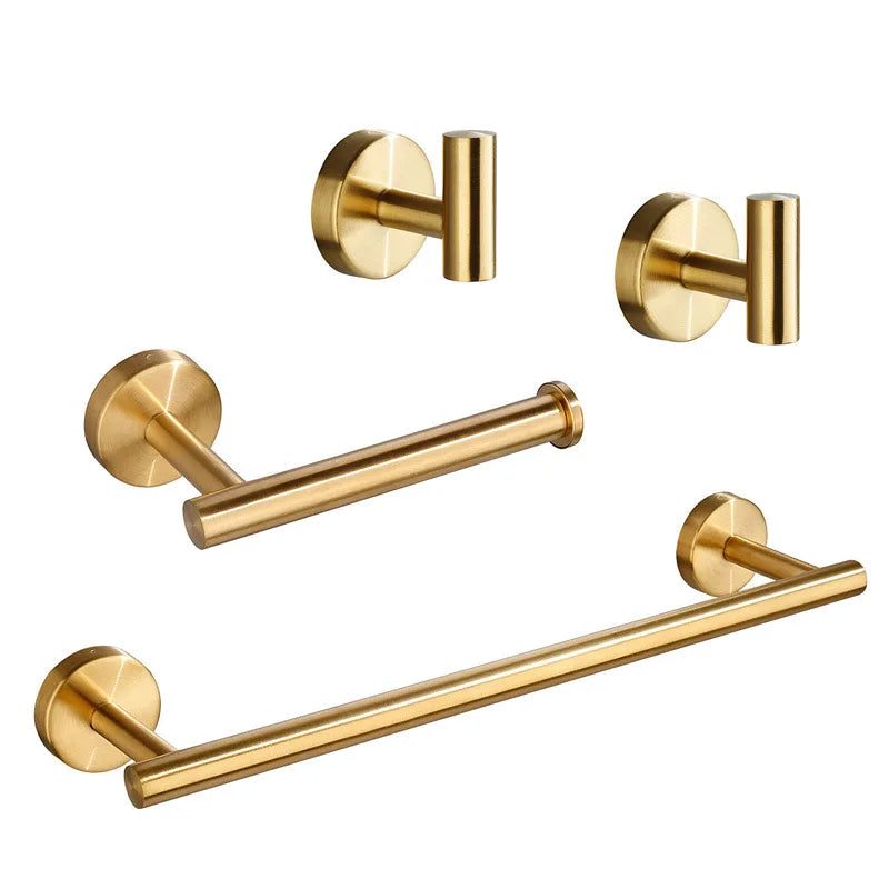 Afralia™ Brushed Gold Bathroom Hardware Set: Towel Holder, Paper Holder, Robe Hook