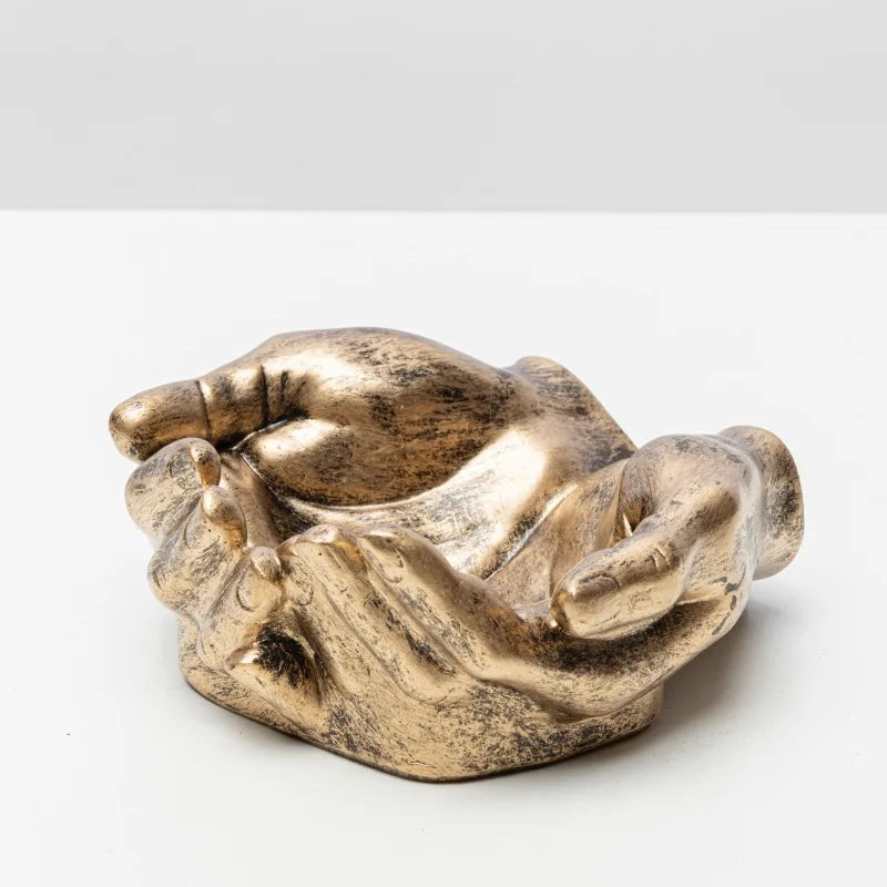 Afralia™ Resin Human Figure Sculpture Palm Tray Fruit Plate Home Decoration