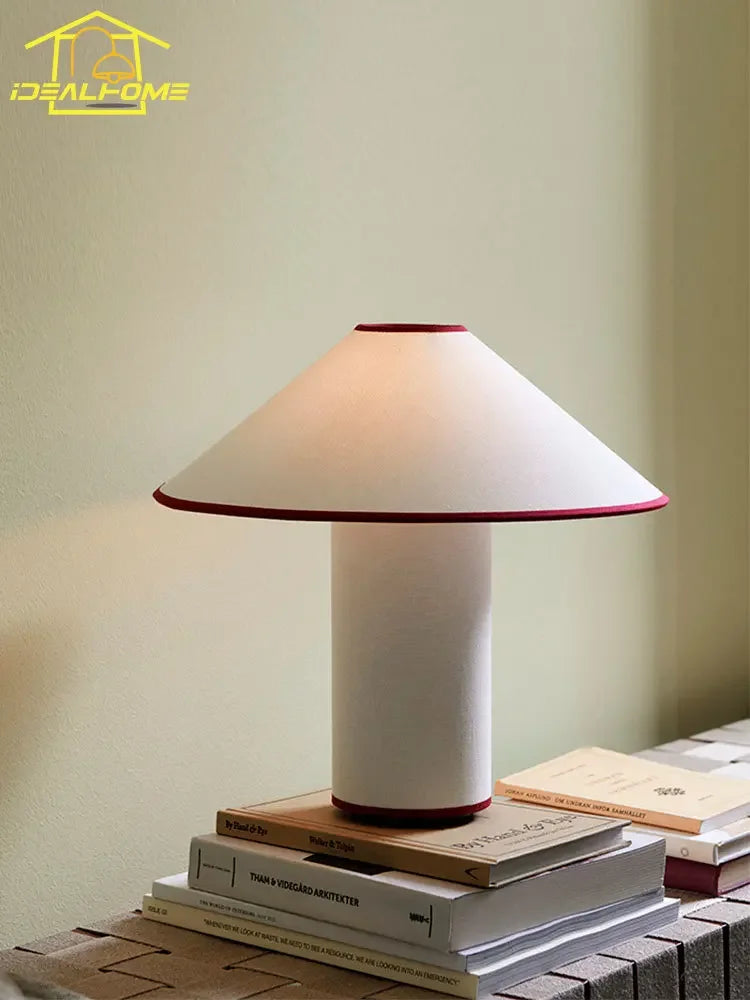 Afralia™ Retro Mushroom Desk Lamp LED E14 Fabric Art Decor Table Light