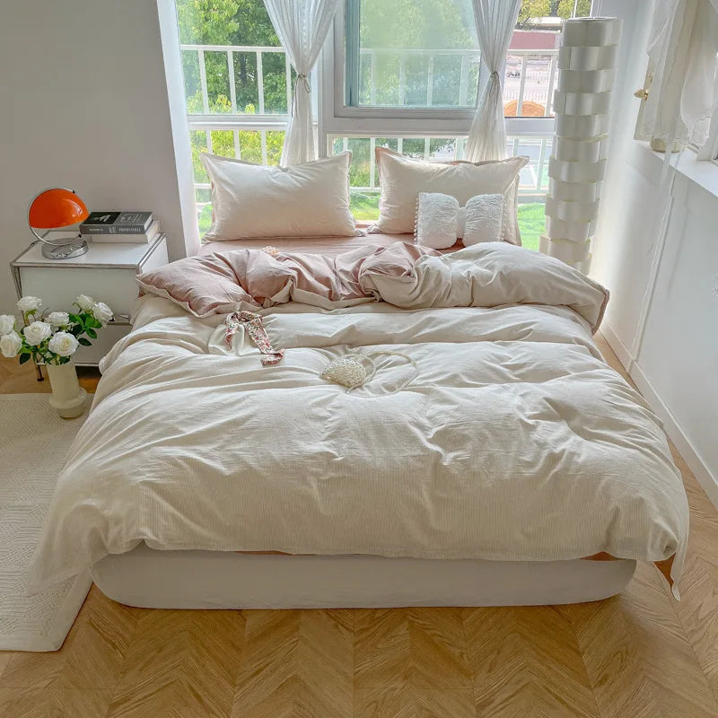 Afralia™ Fine Stripes Double Bedding Set - Soft & High Quality Comforter Cover