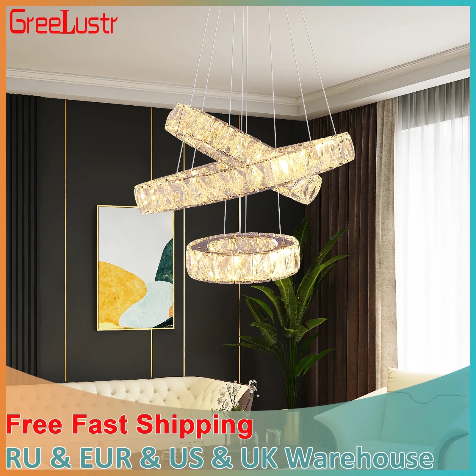 Afralia™ Crystal LED Chandelier: Modern Pendant Light for Luxury Home Decor and Living Room