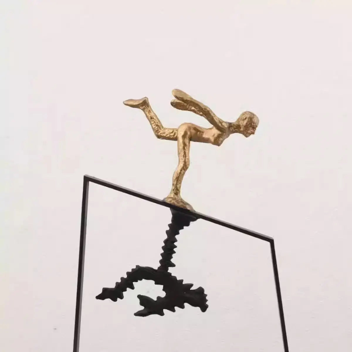 Afralia™ Metal Handicrafts Skating Figure Sculpture | Home Decor Ornaments