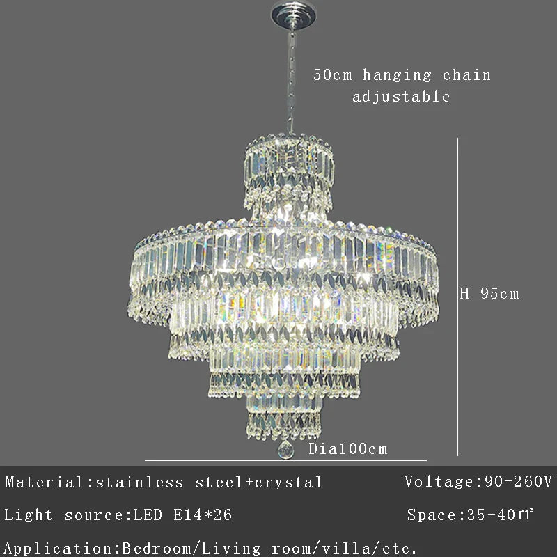 Afralia™ Silver Crystal Ceiling Chandelier for Modern Luxury Living Room Bedroom Decor