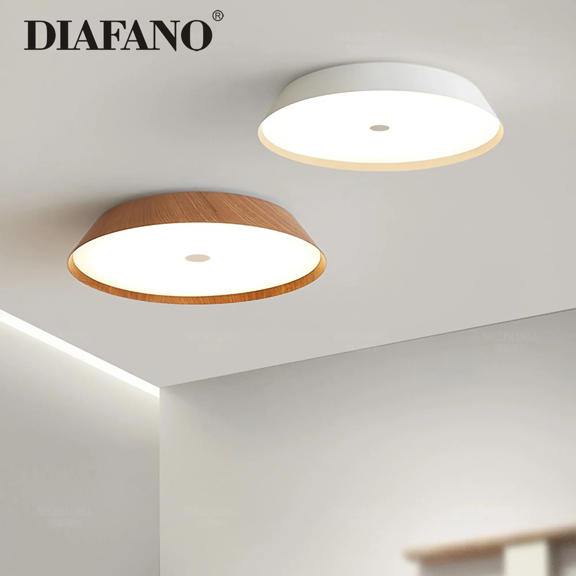 Afralia™ Wood Grain Ceiling Pendant Light for Home LED Decor - Designer Fixture