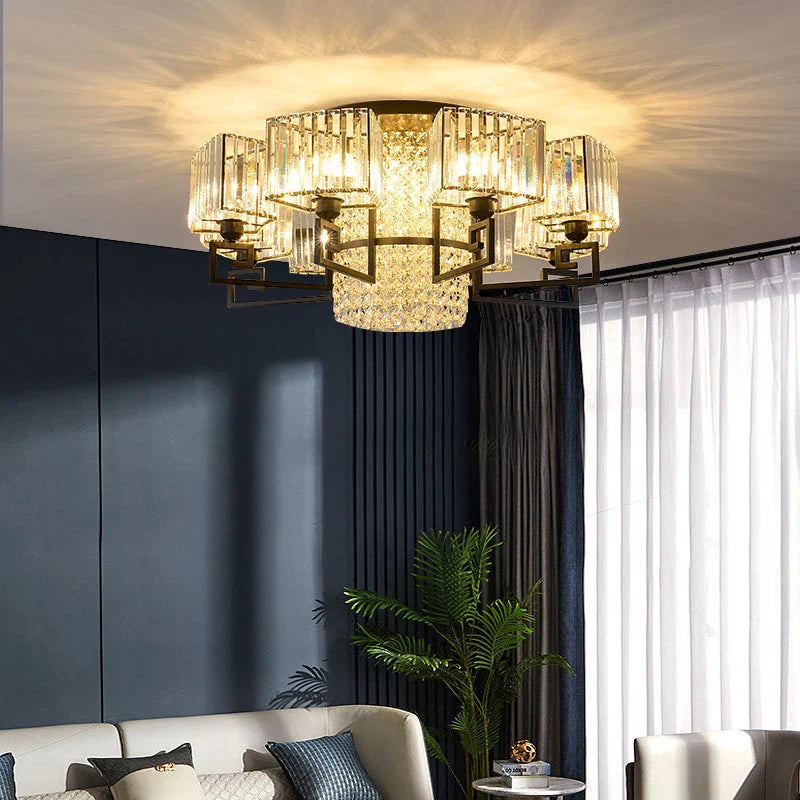 Afralia™ Luxury Crystal Ceiling Light for Living Room, Bedroom, Dining - Modern and Simple