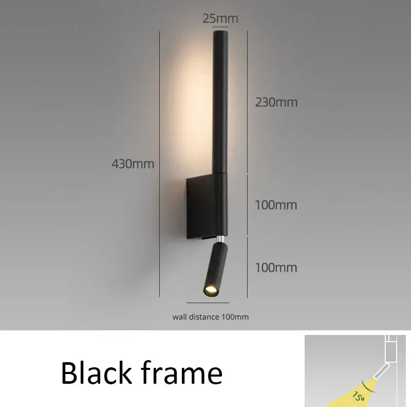 Afralia™ Modern LED Wall Light Black White Decor Bedside Sconce Lamp Spotlight