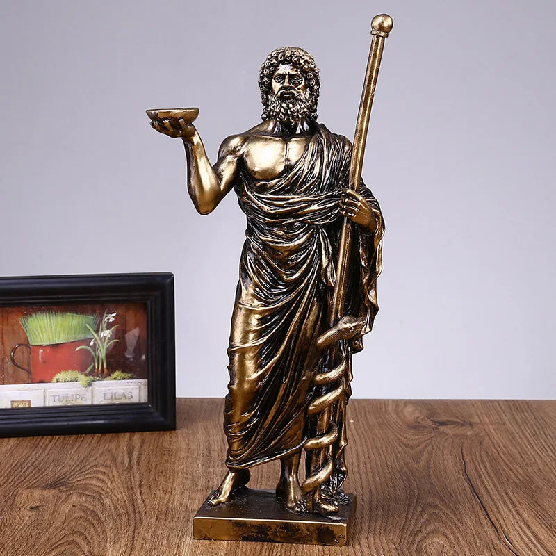 Afralia™ Asclepius Mini Statue: Greek God of Medicine Resin Figurine for Home Office Decor