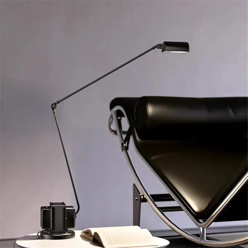 Afralia™ Lumina Adjustable Long Arm Floor Lamp - Industrial Design for Reading and Study Room