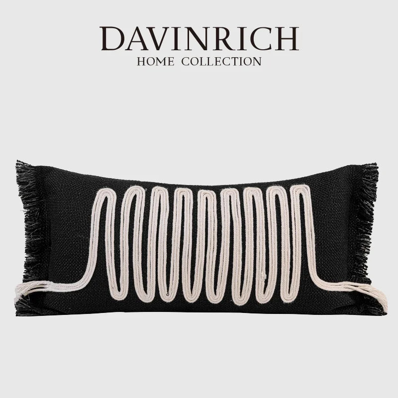 Afralia™ Woven Cotton Rope Geometric Lumbar Pillow Covers with Tassels