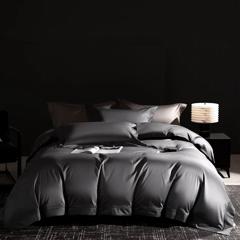 Afralia™ Luxury Solid Color 1000TC Egyptian Cotton Bedding Set: 4Pcs
