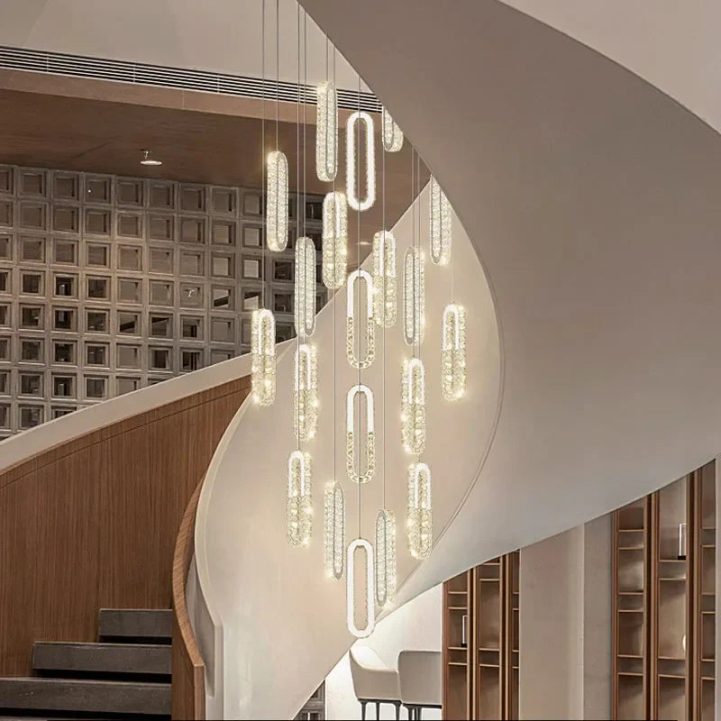 Afralia™ Gold Crystal LED Chandelier: Modern Luxury Long Pendant Light for Living Room