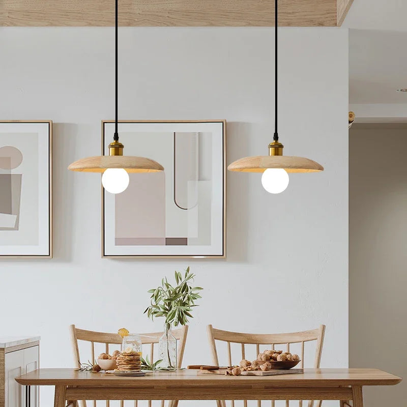 Afralia™ Wooden Japan-Style Decorative Pendant Lamp