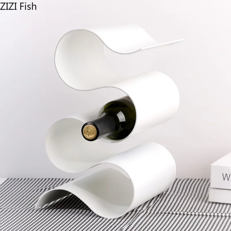 Afralia™ Ribbon S-Shape Wine Rack: Stylish Beverage Tray & Bottle Stand for Home Décor.