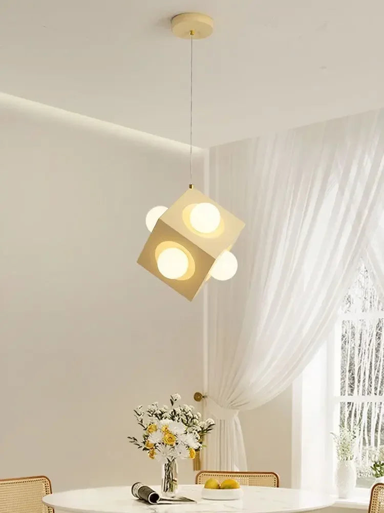 Afralia™ Minimalist Square Chandelier Dining Room Lamp Online Celebrity Light Luxe Designer