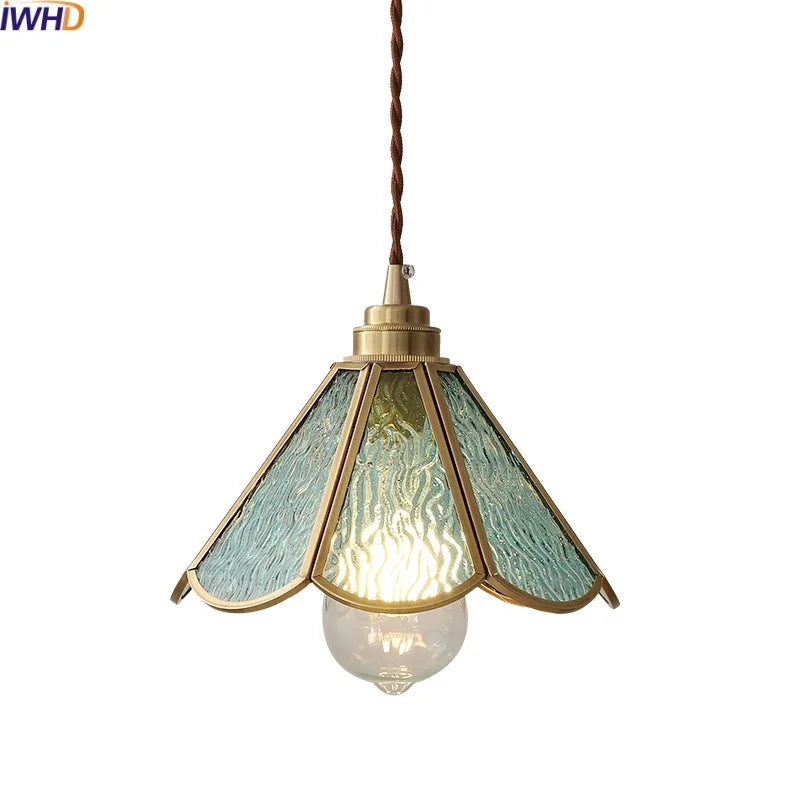 Afralia™ Blue Glass LED Pendant Light - Modern Nordic Style for Bedroom, Living Room