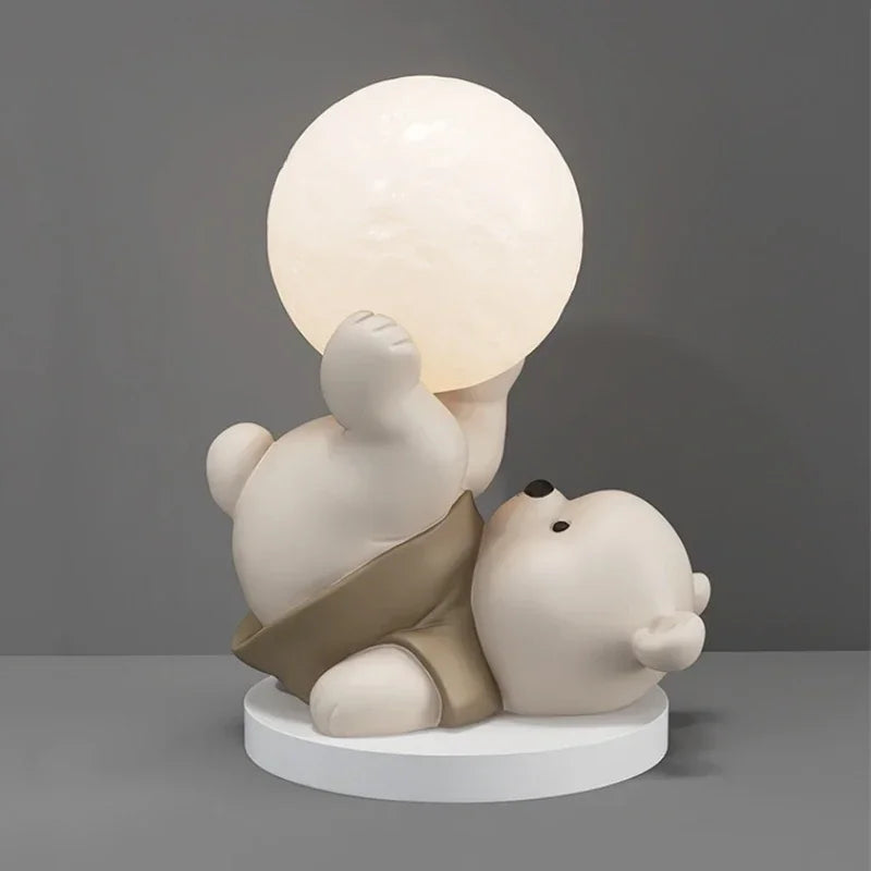 Afralia™ Bear Table Lamp: Cartoon Animal Sculpture Desk Light - Nordic Style Home Decor Gift